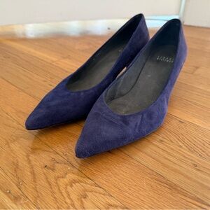 Stuart Weitzman Navy Suede Kitten Heels